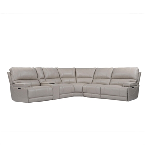 Parker Living Whitman Modern 6 Pc Leather Reclining Sectional in Gray