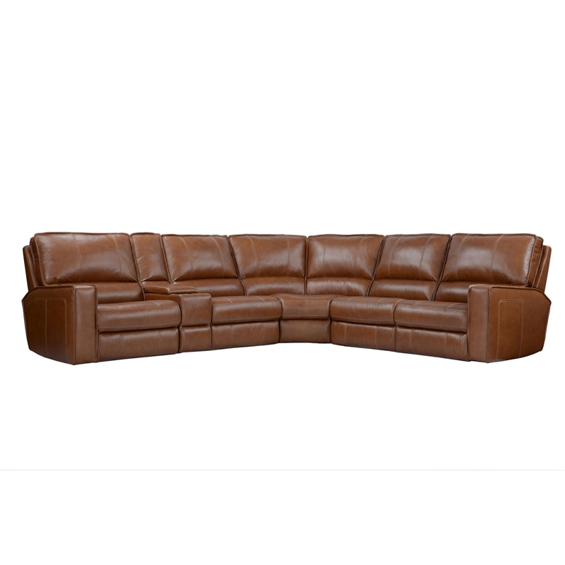 Parker Living Rockford Traditional Leather Power Reclining Sectional in Brown