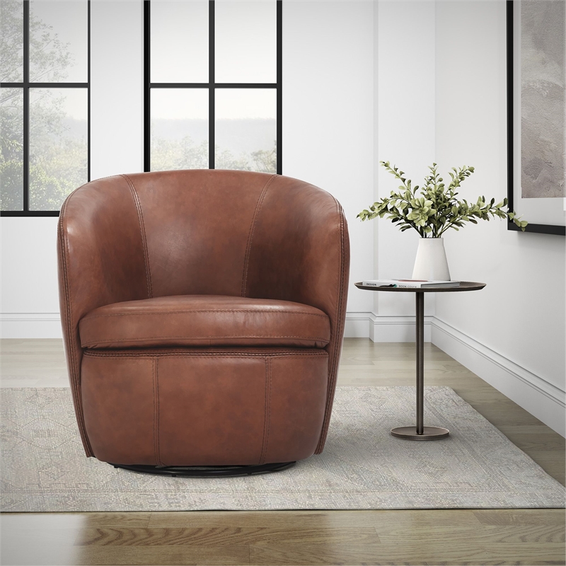 Parker Living Barolo - Vintage Whiskey All Italian Leather Swivel Club Chair