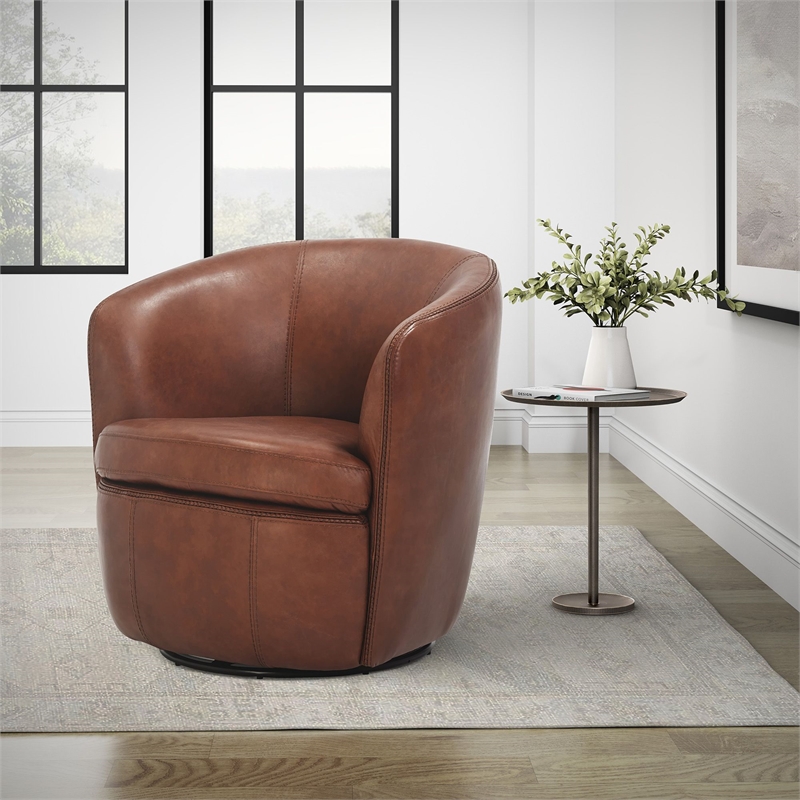 Parker Living Barolo - Vintage Whiskey All Italian Leather Swivel Club Chair