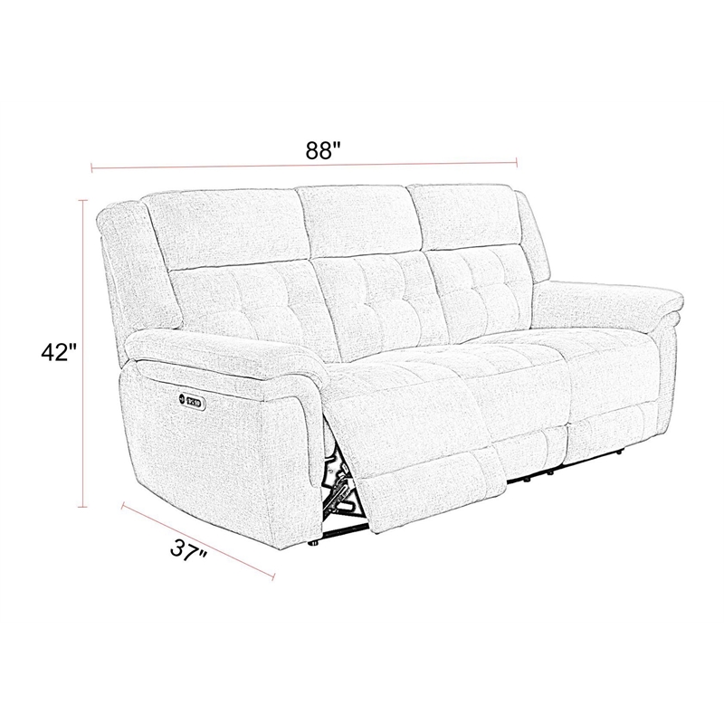 Parker Living Richland Power Recliner Sofa with Power Headrests Bristol Gray