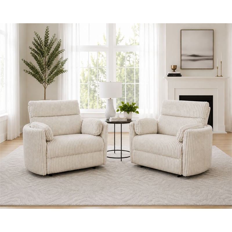 Parker Living Radius Xl Extra Wide Power Glider Recliner - Mega Ivory (Set of 2)