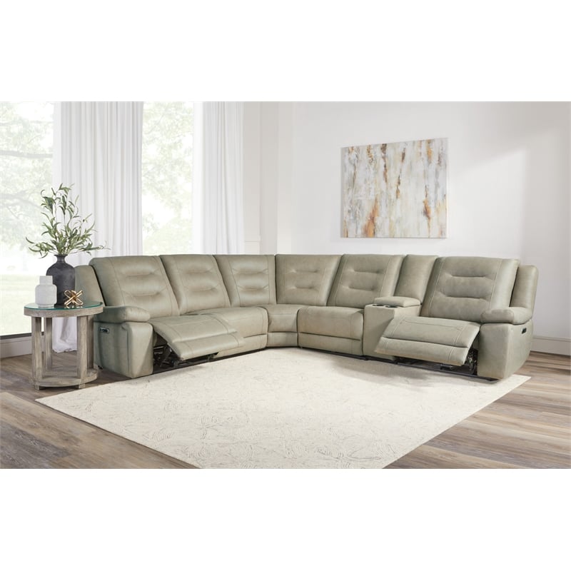 Parker Living Caldwell Tahoe Fog 6 PC Power Sectional with Adjustable Headrests