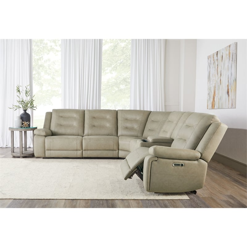 Parker Living Caldwell Tahoe Fog 6 PC Power Sectional with Adjustable Headrests