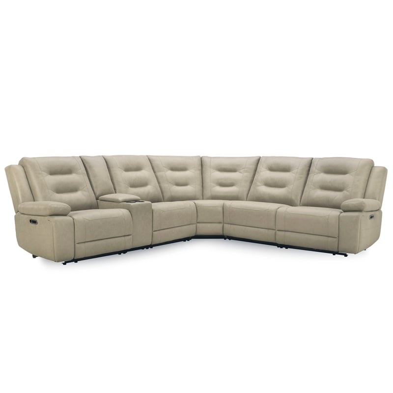 Parker Living Caldwell Tahoe Fog 6 PC Power Sectional with Adjustable Headrests
