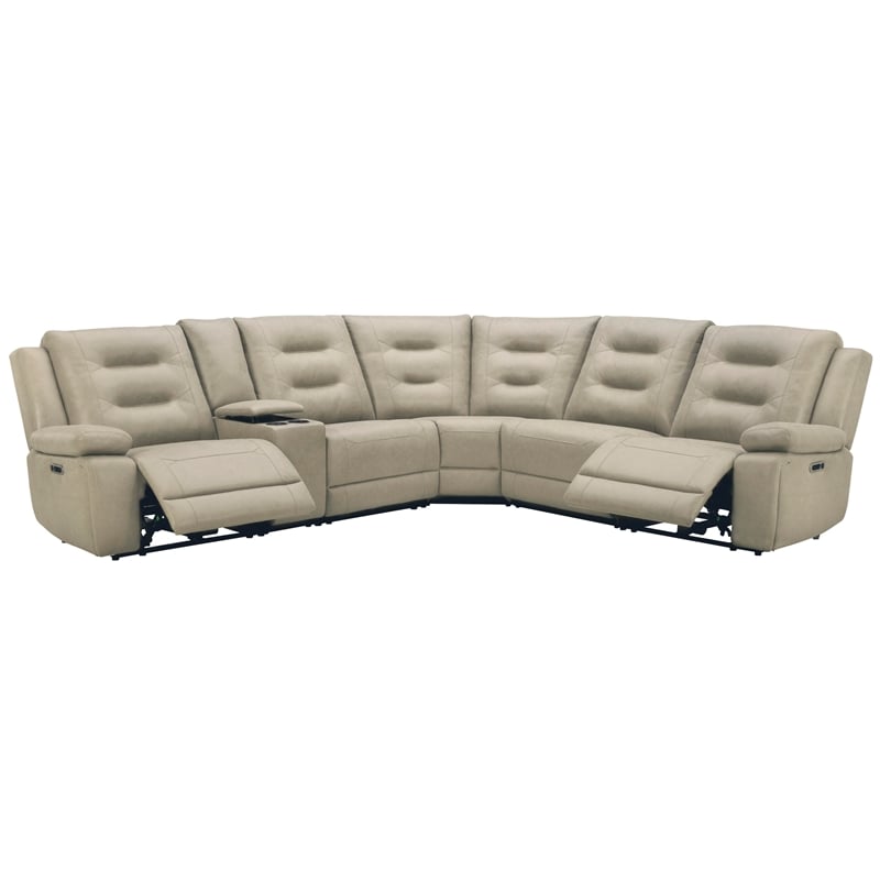 Parker Living Caldwell Tahoe Fog 6 PC Power Sectional with Adjustable Headrests