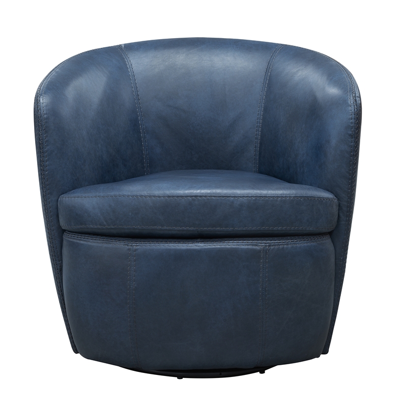 Parker Living Barolo - Vintage Navy Italian Leather Swivel Club Chair Two Pack
