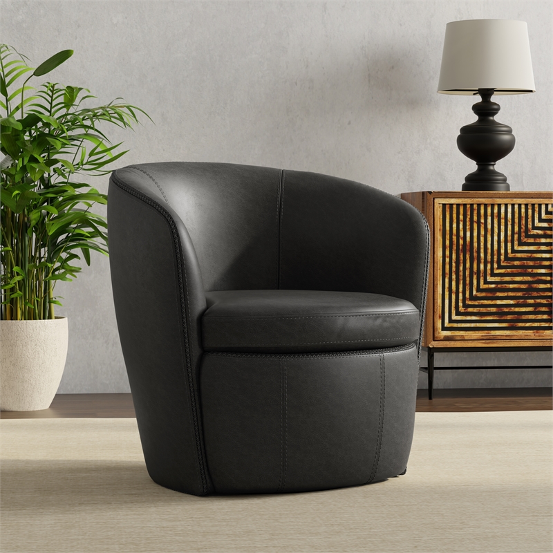Parker Living Barolo - Vintage Slate Italian Leather Swivel Club Chair Two Pack