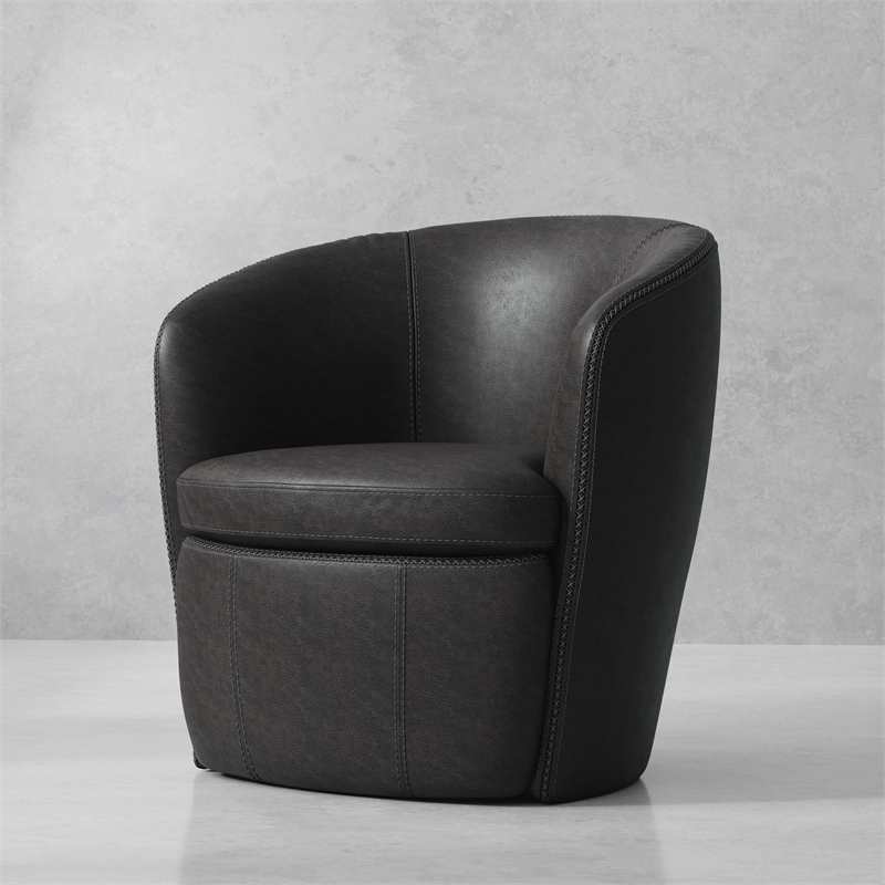 Parker Living Barolo - Vintage Slate Italian Leather Swivel Club Chair Two Pack