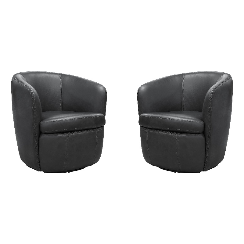 Parker Living Barolo - Vintage Slate Italian Leather Swivel Club Chair Two Pack