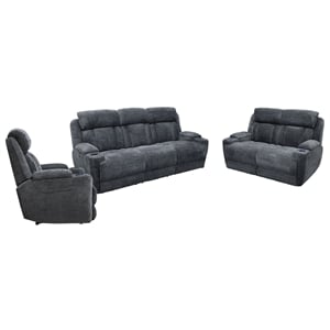 Parker Living Dalton - Lucky Charcoal Power Reclining Sofa Loveseat and Recliner
