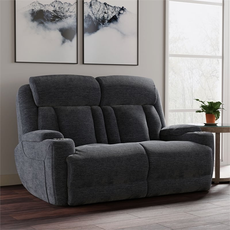 Parker Living Dalton - Lucky Charcoal Power Reclining Sofa Loveseat and Recliner