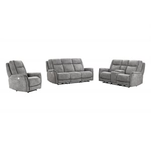 Parker Living Linus - Hudson Grey Power Reclining Sofa Loveseat and Recliner