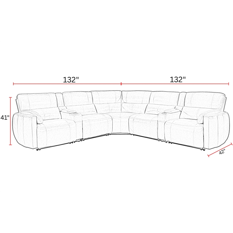 parker living modesto sable 7pc power adjustable headrests reclining sectional