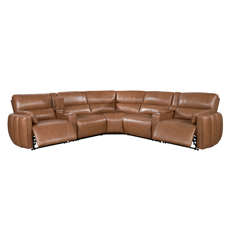 parker living modesto sable 7pc power adjustable headrests reclining sectional