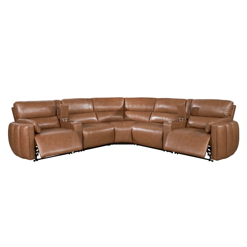 parker living modesto sable 7pc power adjustable headrests reclining sectional