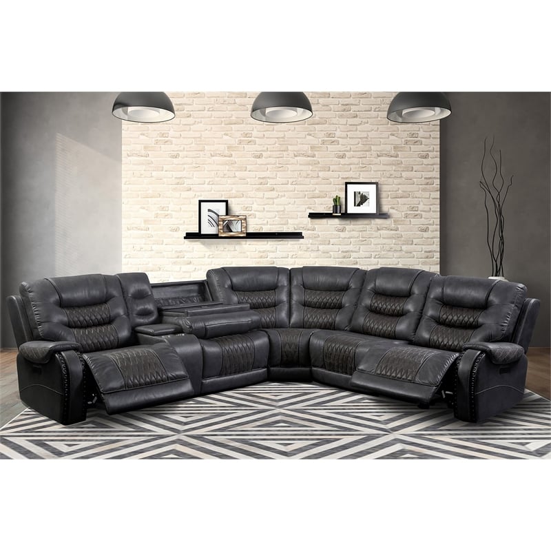Parker Living Outlaw Stallion 6PC Power Reclining Sectional with Drop Down Table