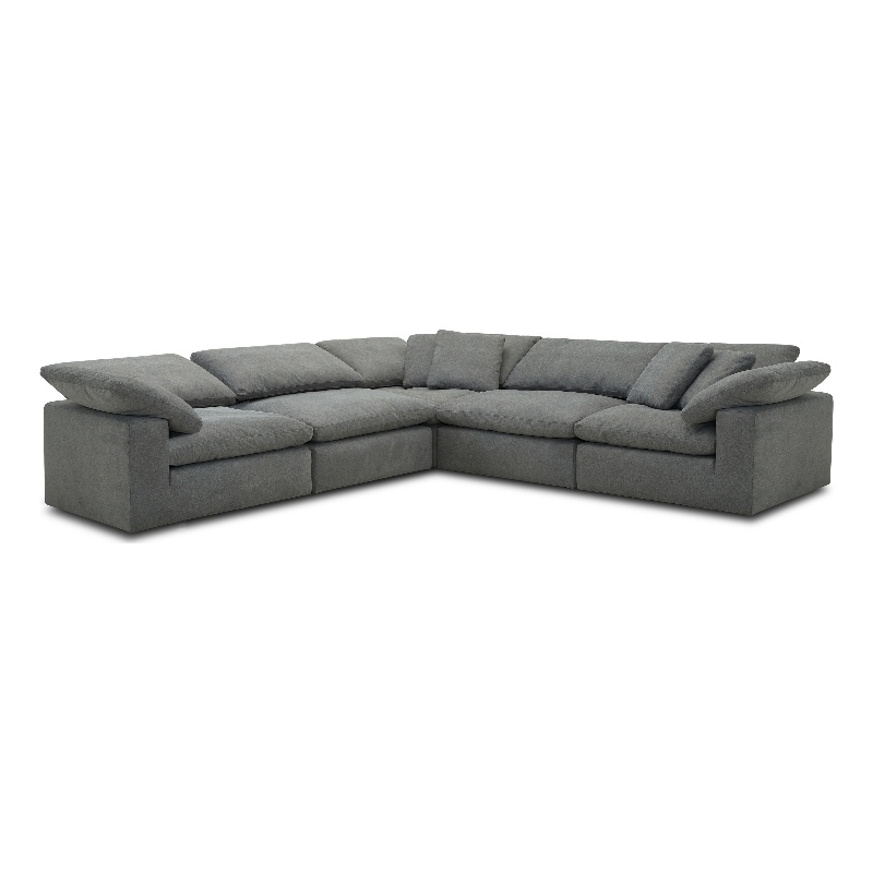 Parker Living Exhale 5 PC Modular Fabric Upholstered Sectional in Mathis Thunder