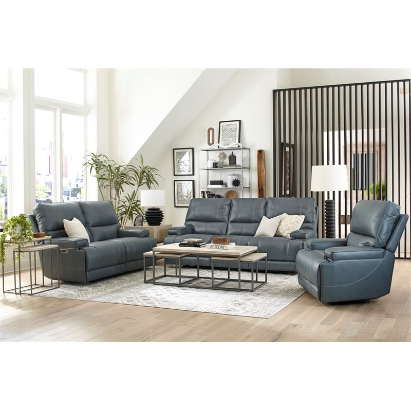 Parker Living Whitman Verona Azure Power Reclining Sofa Loveseat and Recliner