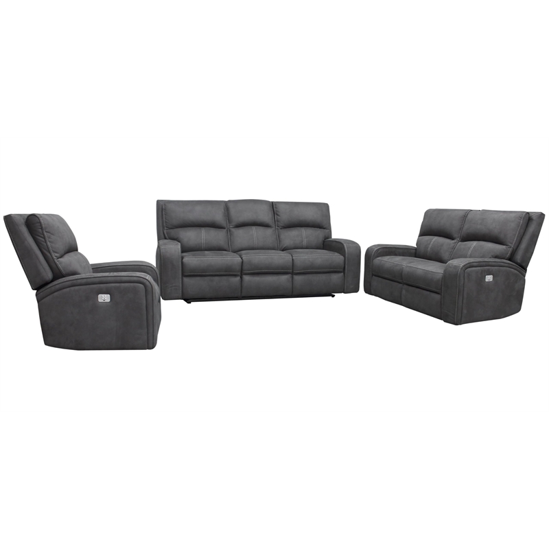 Parker Living Polaris - Slate Power Reclining Sofa Loveseat and Recliner