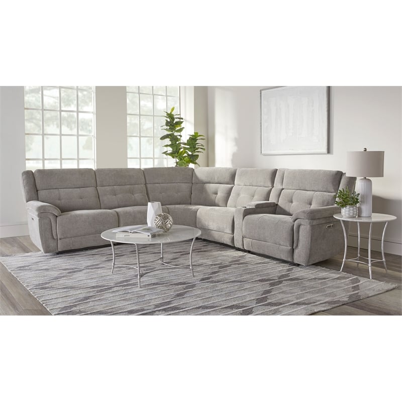 Parker Living Richland Bristol Grey 6PC Power Adj. Headrests Reclining Sectional
