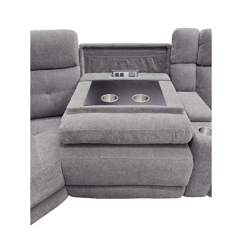 Parker Living Richland Bristol Grey 6PC Power Adj. Headrests Reclining Sectional