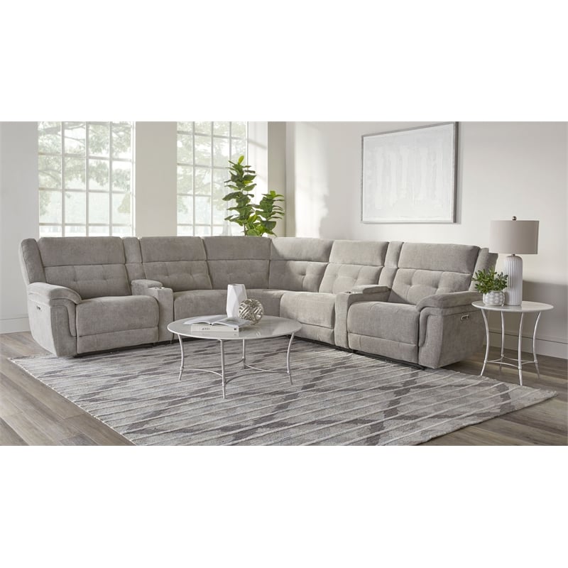Parker Living Richland Bristol Grey 7PC Power Adj. Headrests Reclining Sectional