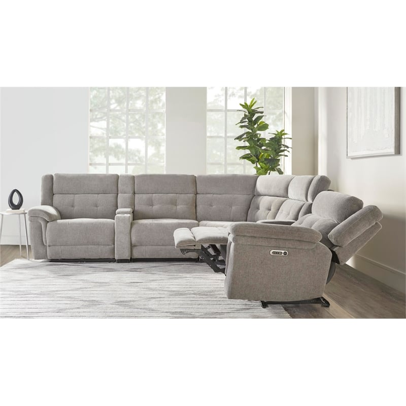 Parker Living Richland Bristol Grey 7PC Power Adj. Headrests Reclining Sectional