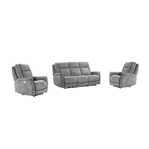 Parker Living Linus - Hudson Grey Power Reclining Sofa and Two Recliners