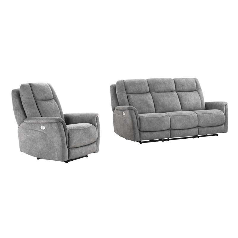 Parker Living Linus - Hudson Grey Power Reclining Sofa and Recliner