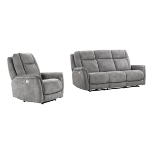 Parker Living Linus - Hudson Grey Power Reclining Sofa and Recliner
