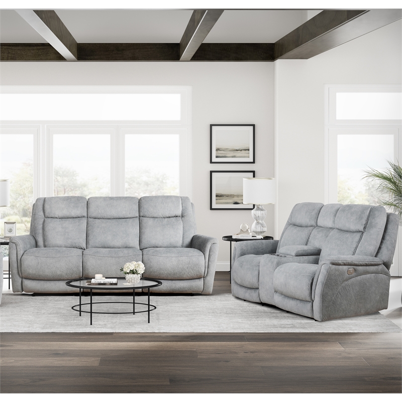 Parker Living Linus - Hudson Grey Power Reclining Sofa and Loveseat