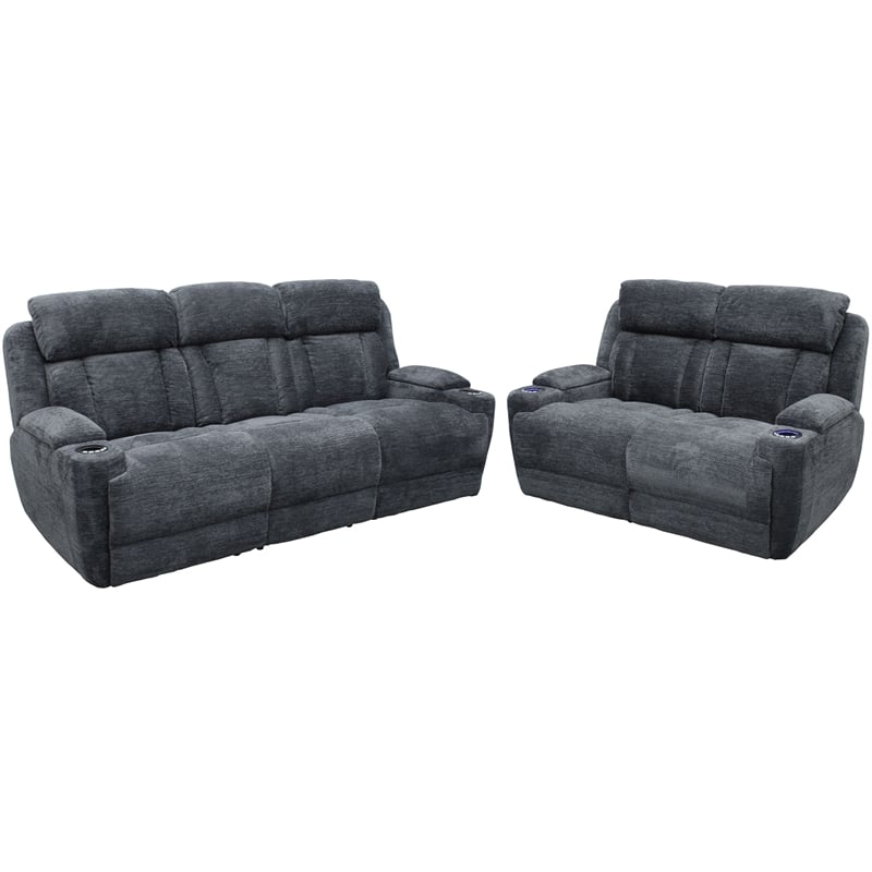 Parker Living Dalton - Lucky Charcoal Power Reclining Sofa and Loveseat