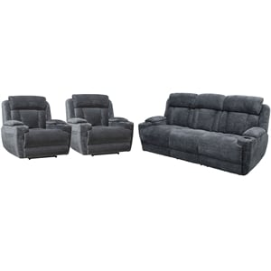 Parker Living Dalton - Lucky Charcoal Power Reclining Sofa and Two Recliners
