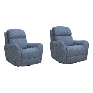 parker living quest upgrade midnight blue cordless swivel glider recliner 2 pack
