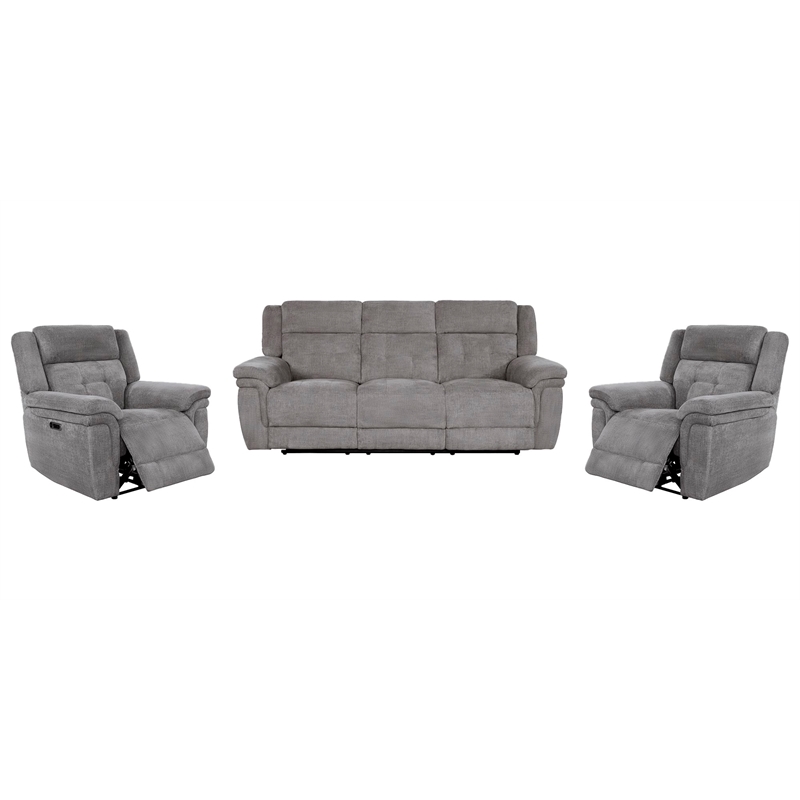 Parker Living Richland - Bristol Grey Power Reclining Sofa and Two Recliners