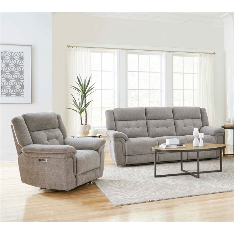 Parker Living Richland - Bristol Grey Power Reclining Sofa and Recliner