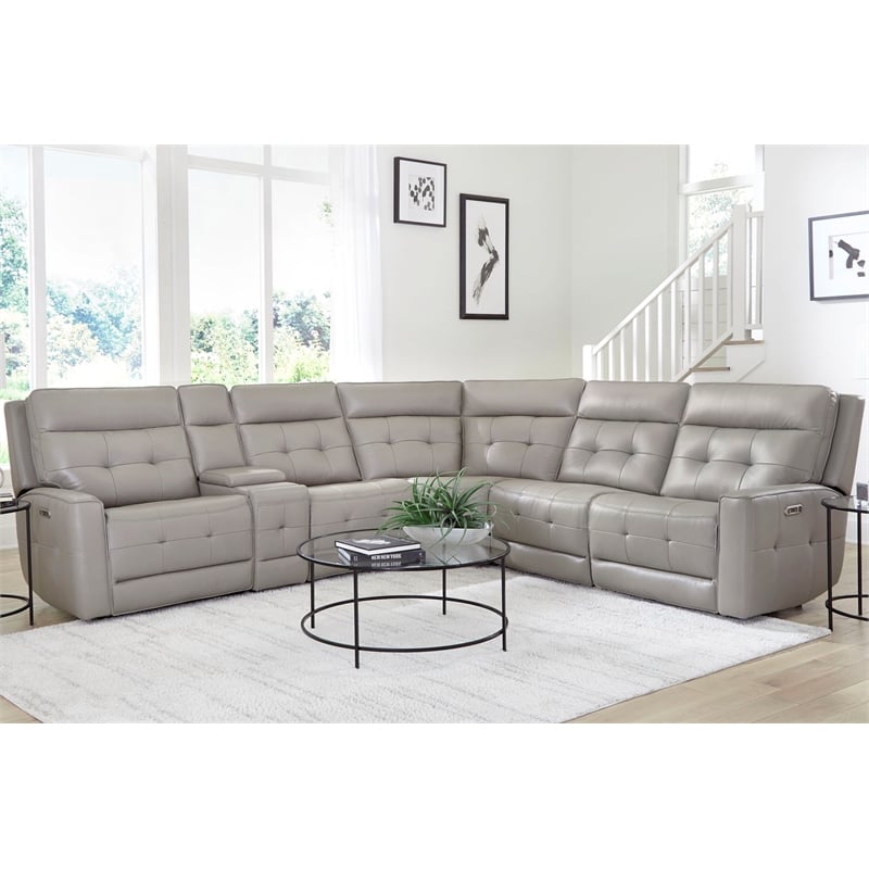 Parker Living Canterbury Pewter 6 Piece Zero Gravity Power Reclining Sectional