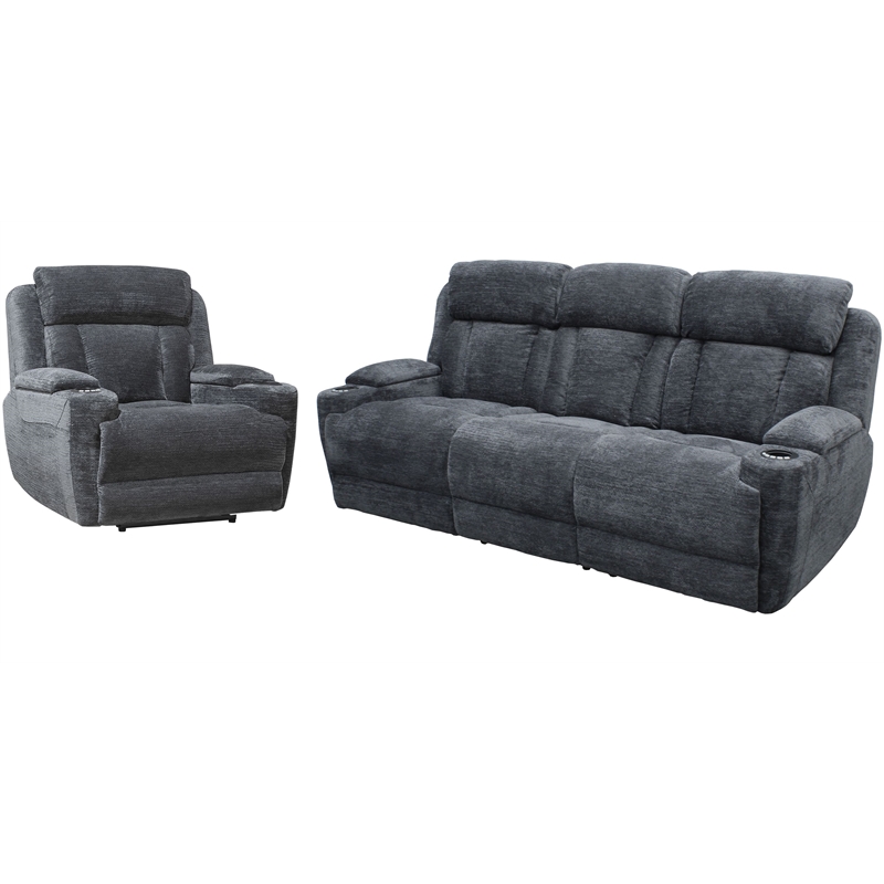 Parker Living Dalton - Lucky Charcoal Power Reclining Sofa and Recliner