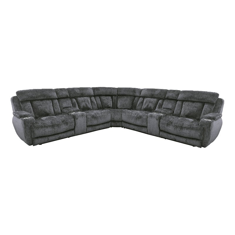 Dalton Lucky Charcoal 7 Piece Power Reclining Adjustable Headrests Sectional
