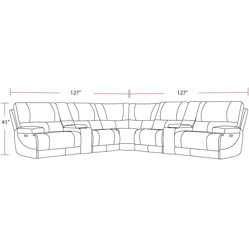 Whitman Azure Freemotion 7 Piece Power Reclining Adjustable Headrests Sectional