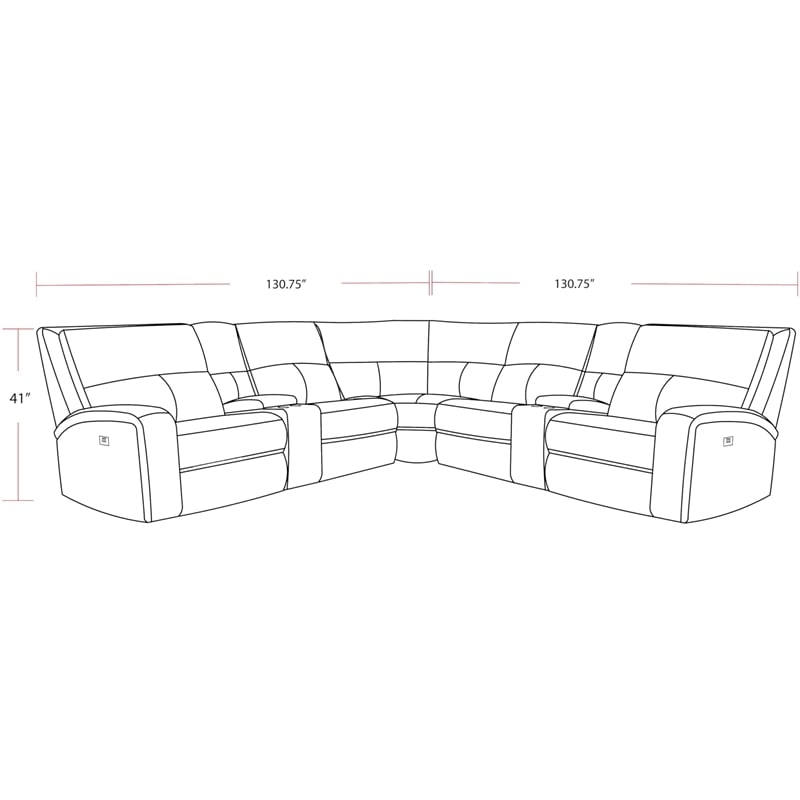 Polaris Kahlua 7 Piece Power Reclining Adjustable Headrests Sectional