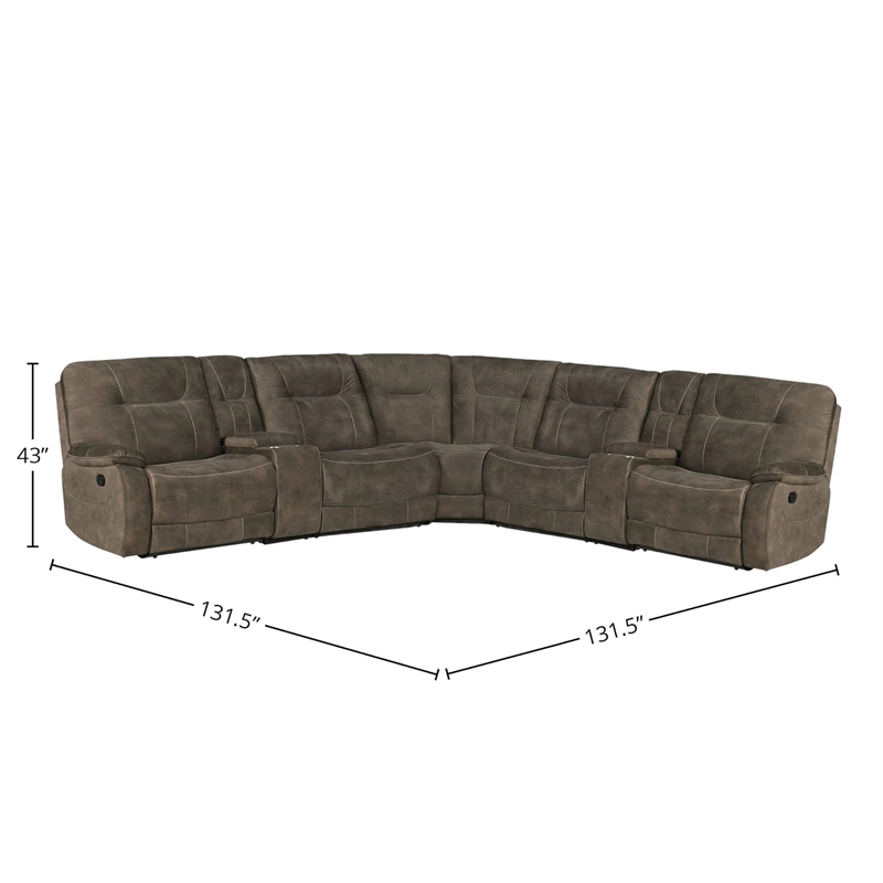 Parker Living Cooper - Shadow Brown 7 Piece Modular Manual Reclining Sectional
