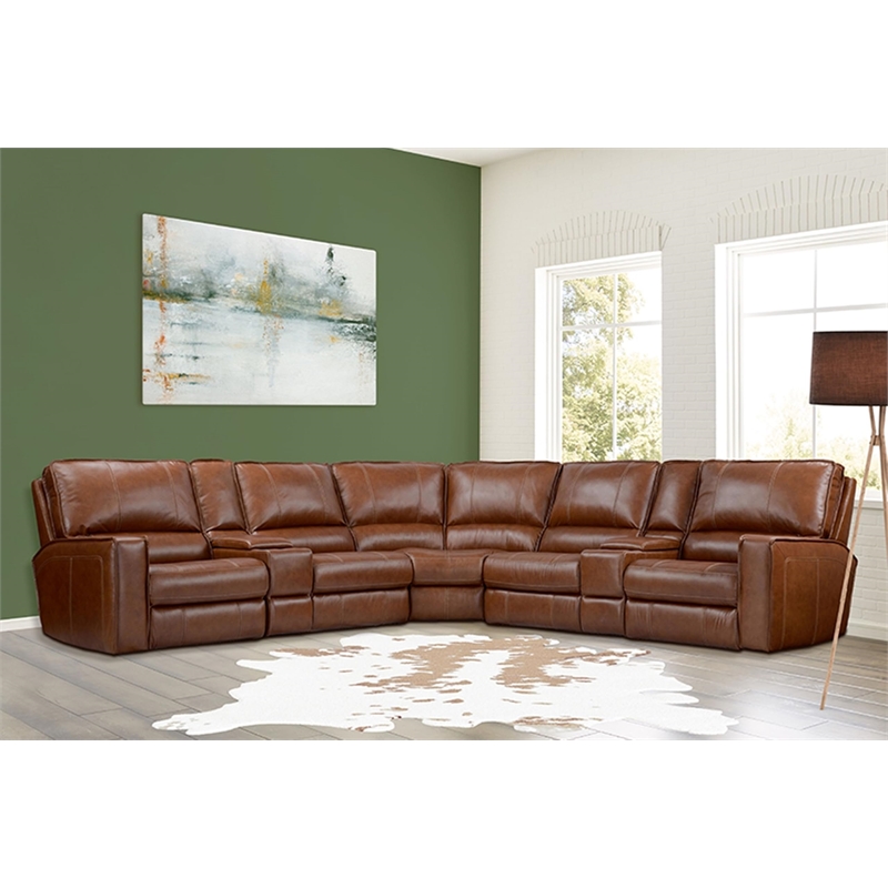 Rockford Verona Saddle 7 Piece Power Reclining Adjustable Headrests Sectional