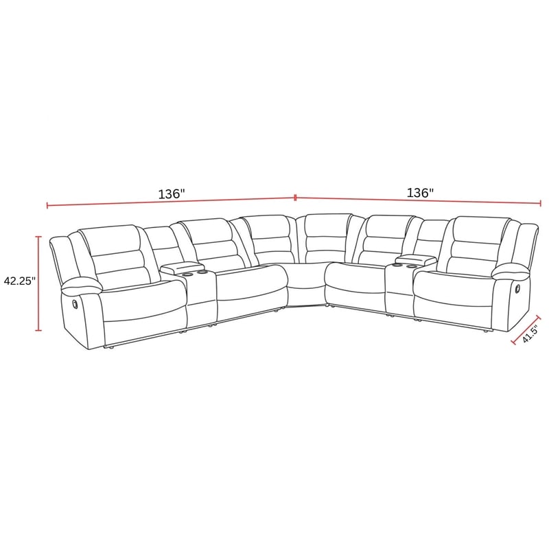Parker Living Bolton - Misty Storm 7 Piece Reclining Sectional