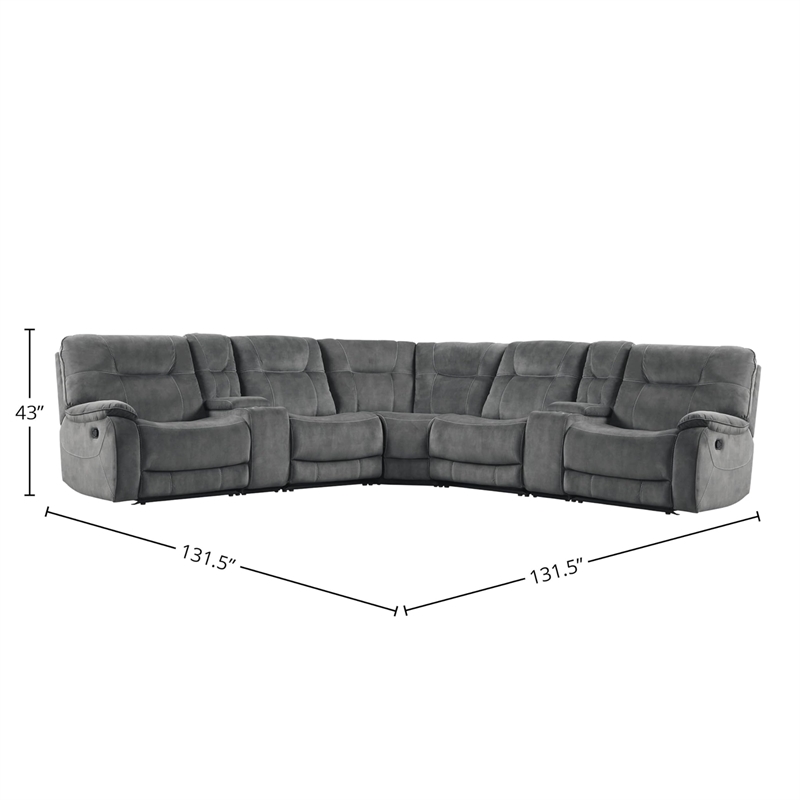 Parker Living Cooper - Shadow Grey 7 Piece Modular Manual Reclining Sectional