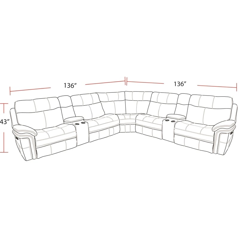Mason - Charcoal 7 Piece Power Reclining Sectional Adjustable Headrests