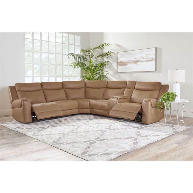 Parker Living Momentum Cashew 6 Piece Power Reclining Headrests Sectional