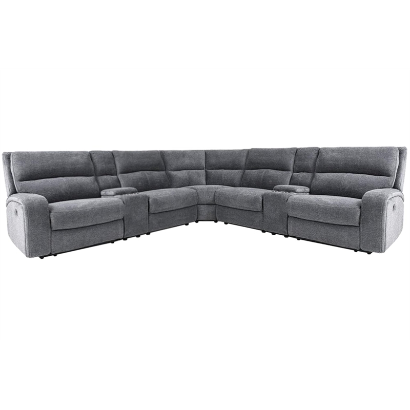 Polaris Bizmark Grey 7 Piece Power Reclining Adjustable Headrests Sectional