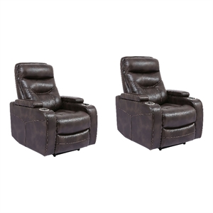 parker living origin truffle power reclining home theater recliner two pack